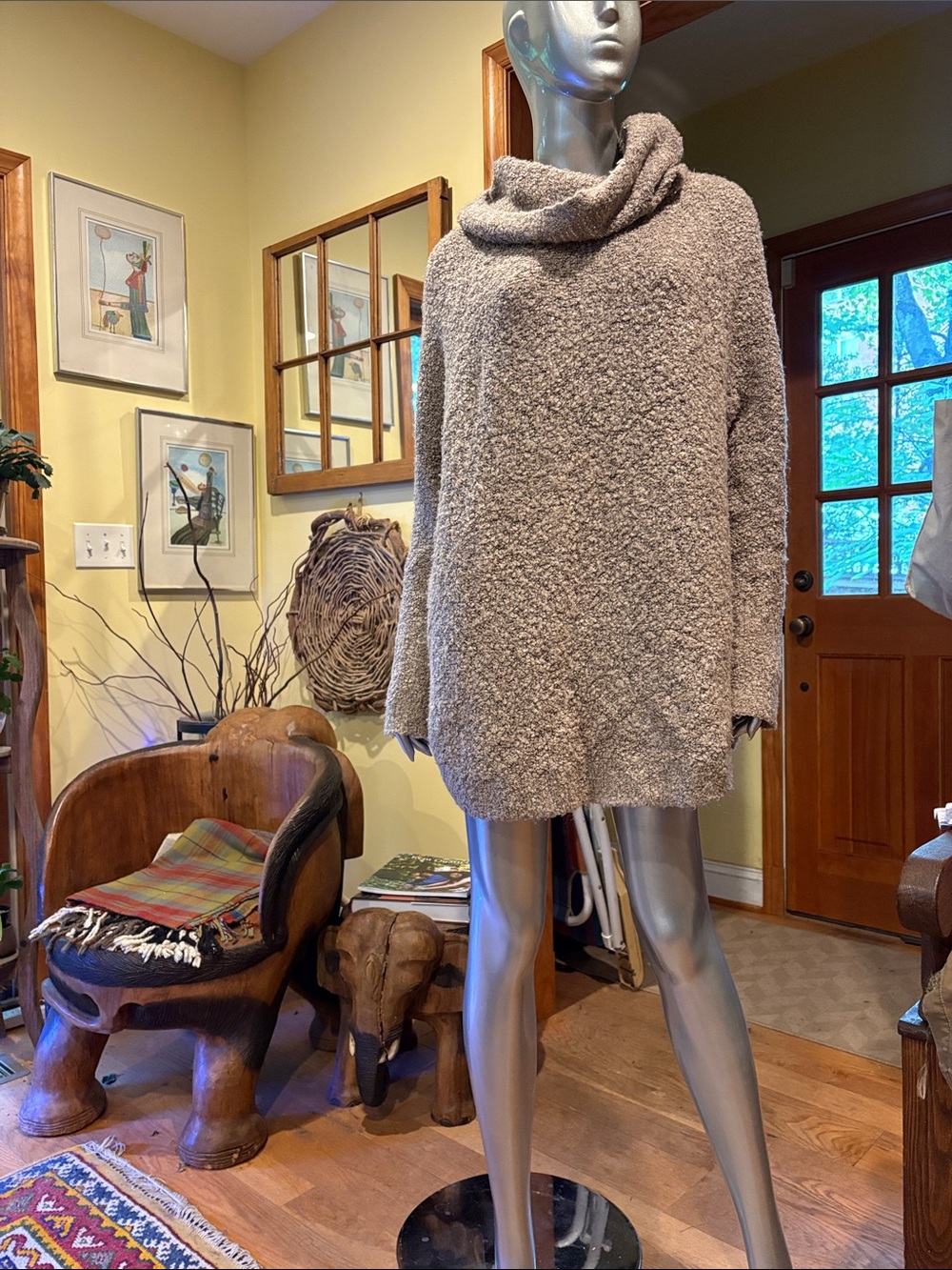 Faded Glory Taupe Bouclé Cowl Neck Sweater